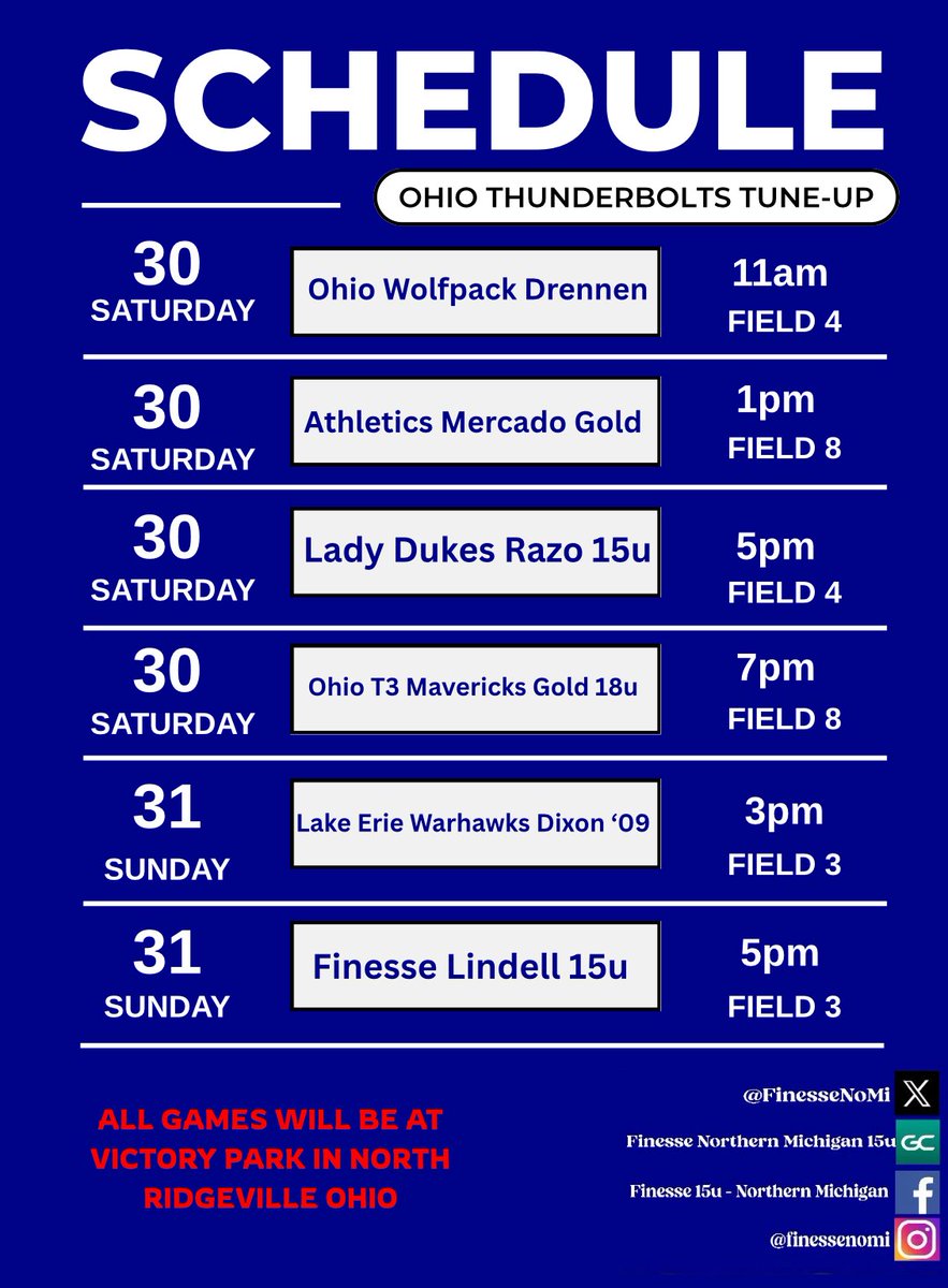 There was some small changes made  to our schedule this weekend!