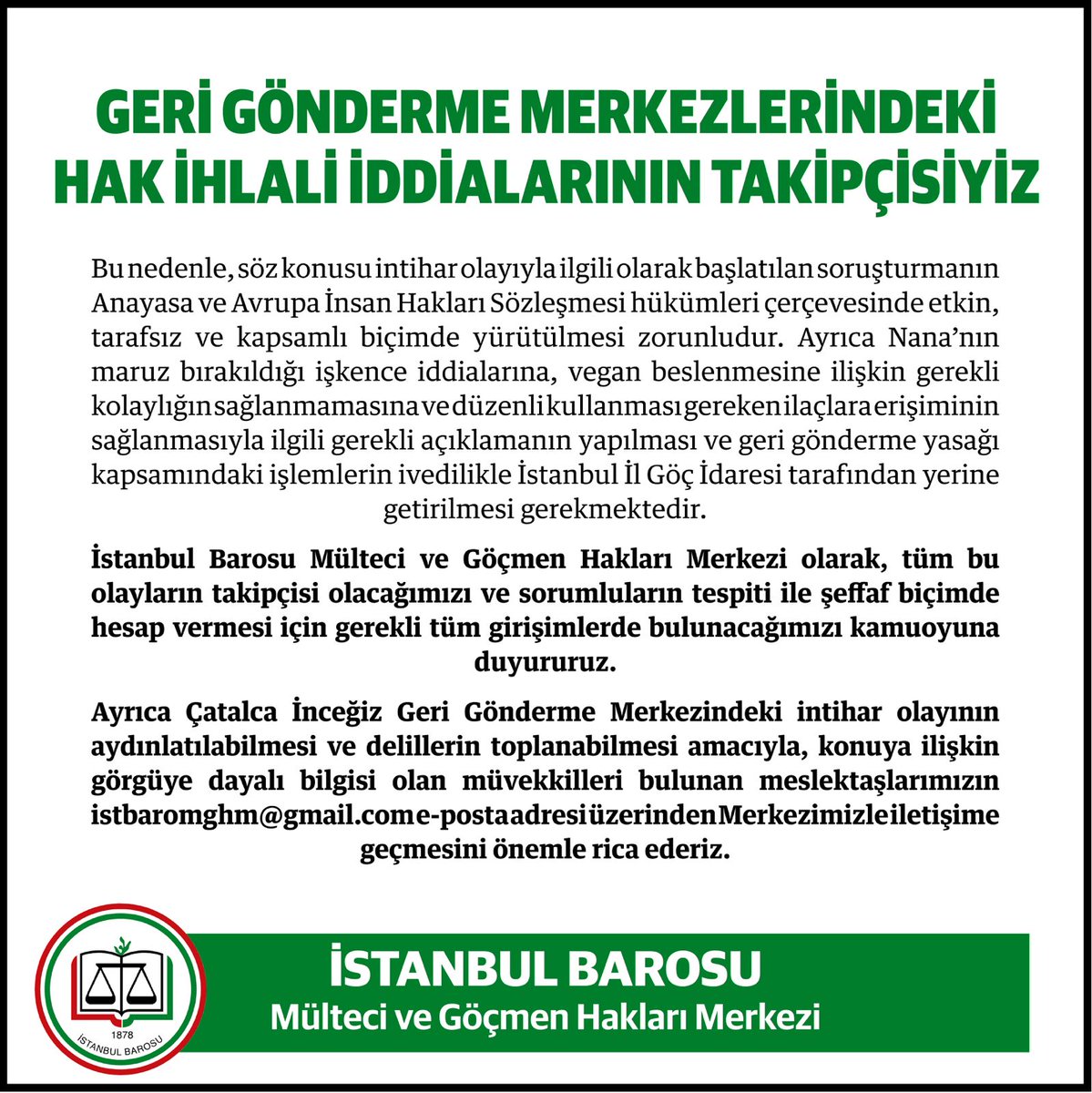 GERİ GÖNDERME MERKEZLERİNDEKİ HAK İHLALİ İDDİALARININ TAKİPÇİSİYİZ
