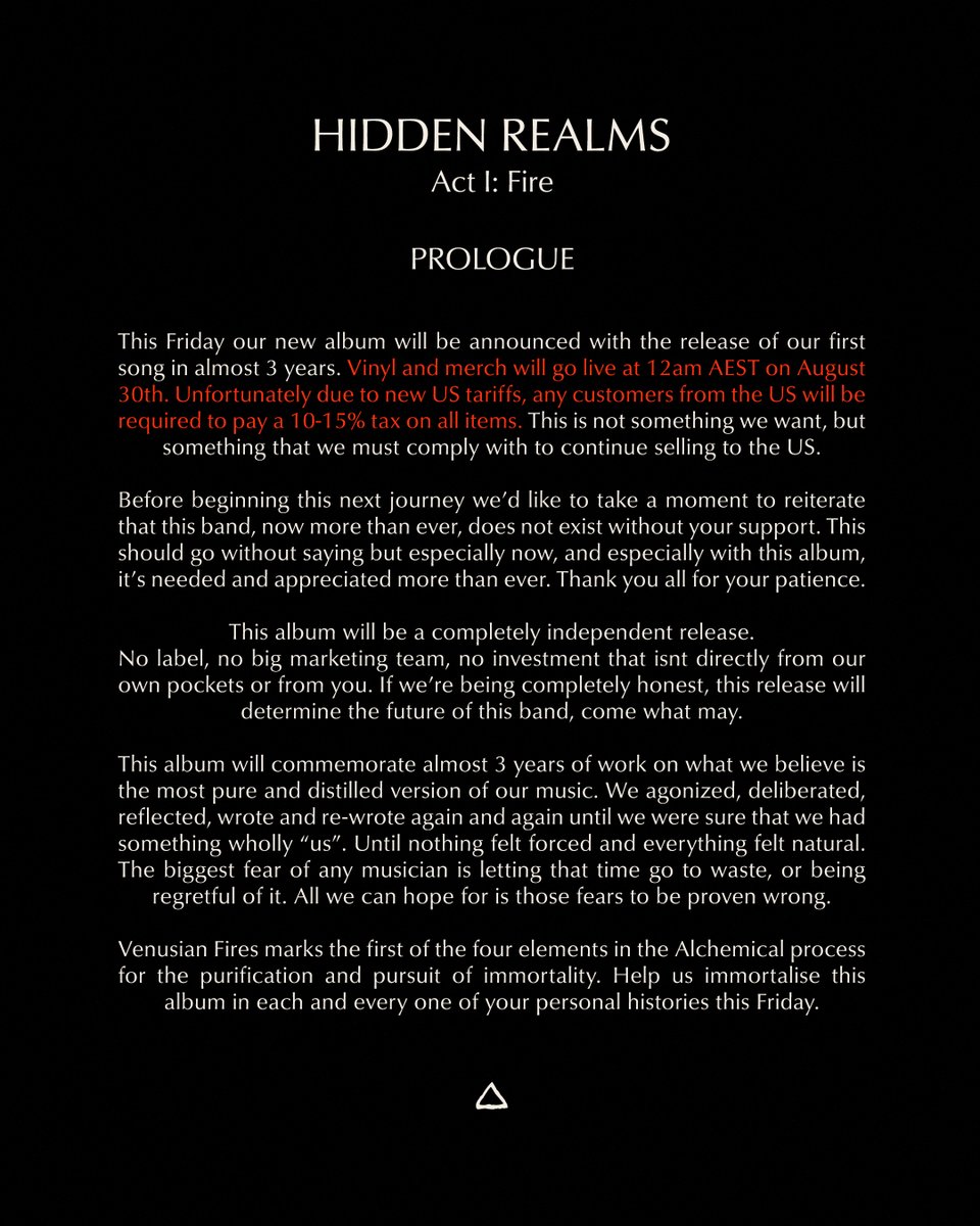 Hidden Realms, Act I: Prologue
New single 'Venusian Fires'  &amp; Album announcement this Friday

US Customers please read for info on vinyl &amp; merch