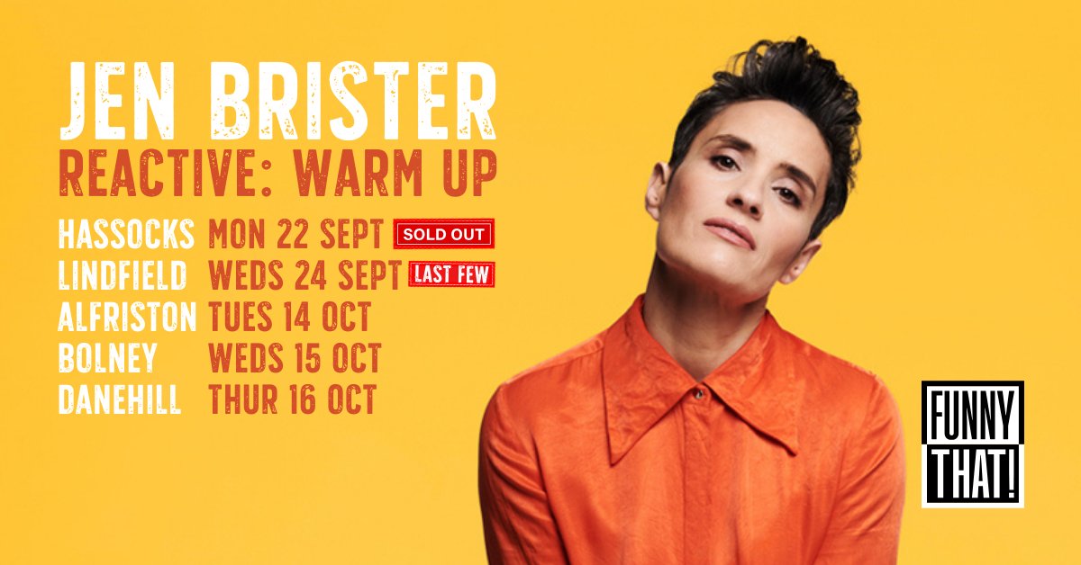 Jen Brister is selling out shows for her warm up tour this Autumn!  

Catch her at a venue near you - click the collection in comments to book!

"Furiously Funny”  The Guardian  

“Her energy is explosive. Her use of space and delivery mesmerising”  Sunday Times  

#JenBrister