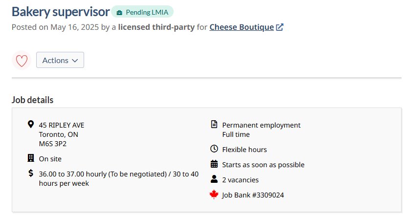 This handy dandy site shows all the jobs that will be available to TFWs. jobwatchcanada.com/jobs

Anyone in Toronto want this job before a TFW gets it? 

Title: Bakery Supervisor
Wage: $36/hr
Local Unemployment: 9.9%
Local Youth Employment: 14.2%

Follow for daily updates!
