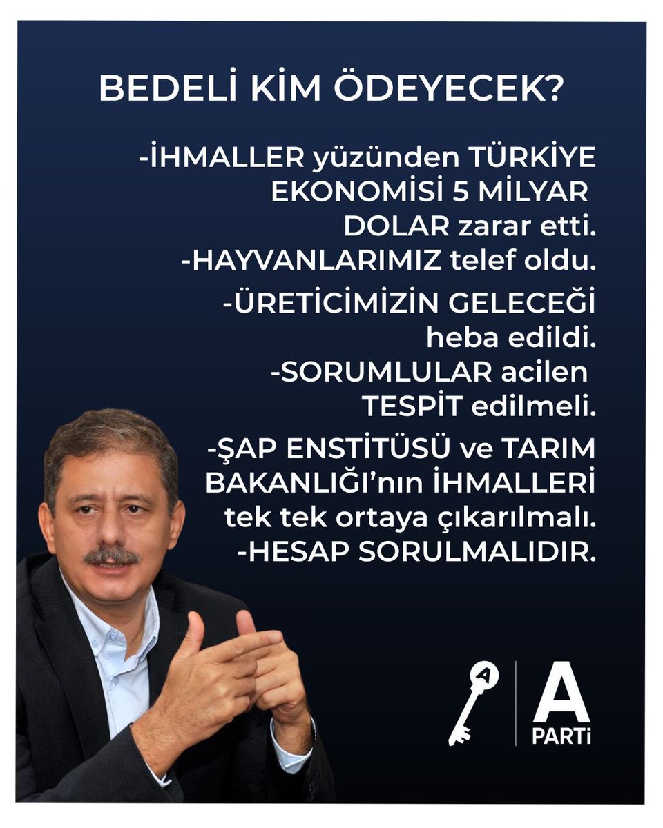 GÖZ GÖRE GÖRE GELEN ŞAP KRİZİ
-HAYVANLARIMIZ TELEF
-ÜRETİCİMİZ YIKIMDA
-ÜLKE 5 MİLYAR DOLAR ZARARDA
<a href="/yavuzagiraliog/">Yavuz Ağıralioğlu</a> 
<a href="/anahtarparti/">Anahtar Parti</a> <a href="/hhuseyindemiroz/">Hasan Hüseyin Demiröz</a> 

#ŞapFelaketi
#HayvancılıkÇöküyor
#ÜreticiYıkımda
#Tarımdaİhmal
#HayvanSağlığı
#TarımBakanlığı
#Tarım
#Hayvancılık
#Çiftçi
#Üretici