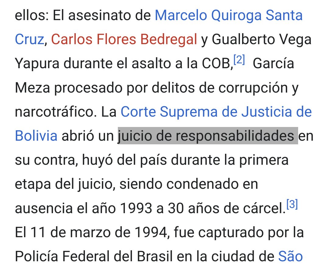 Solo para recordarles que a García Meza también le hicieron juicio de responsabilidades, y no por eso deja de ser un dictador en la historia de Bolivia. 
Aunque la justicia esté corrompida, la verdad está con las víctimas de Senkata y Sacaba, y no podrán cambiar eso.