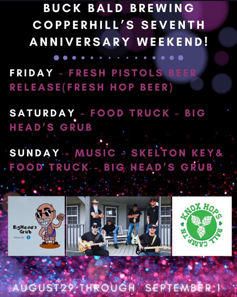 SkeltonKey1's tweet photo. Come on out Sunday Sept 1 for some live and local music 3-6pm #SkeltonKey1 #SkeltonKeyBand#BuckbaldBrewing#CopperHillTn https://t.co/LCllWKoo0g