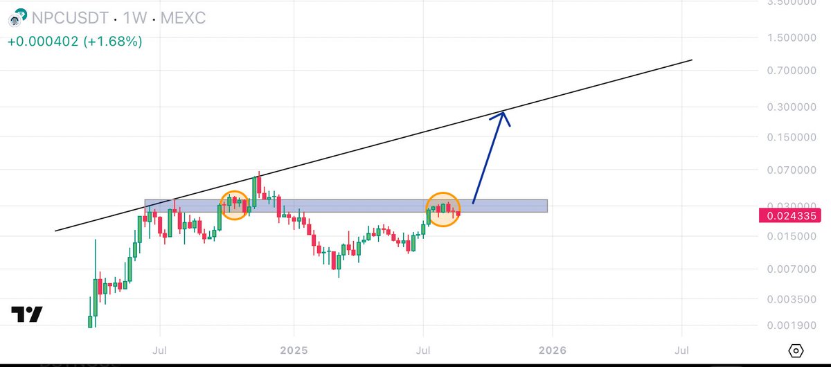 $NPC <a href="/NonPlayableCoin/">NPC</a> 

Frankly, I think the lingering here is preparing for the next wave of rise.

If the weekly close is in the blue box again, the target is always a new ATH.

What are your thoughts?