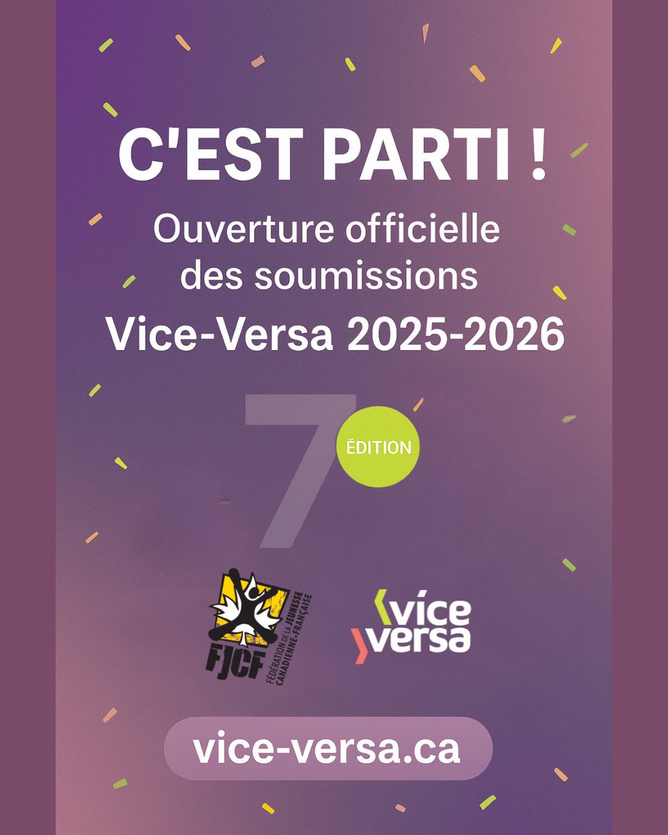 🎉 La 7ᵉ édition de Vice-Versa (année scolaire 2025‑2026) est maintenant lancée !

✨ Encourageons la collaboration scolaire communautaire et l’engagement des jeunes au coeur de projets rassembleurs! 

💡 Déposez votre demande dès aujourd’hui : vice-versa.ca