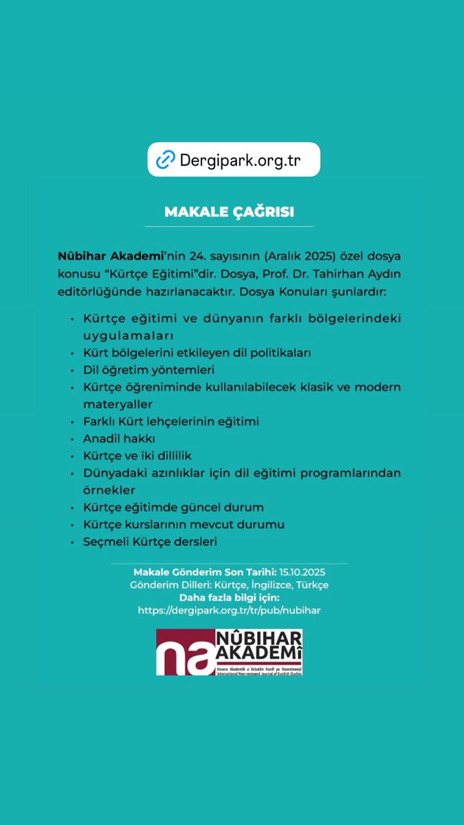 Nubihar Akademi 24. sayısı için ilgili konulardaki makalelerinizi bekliyor.