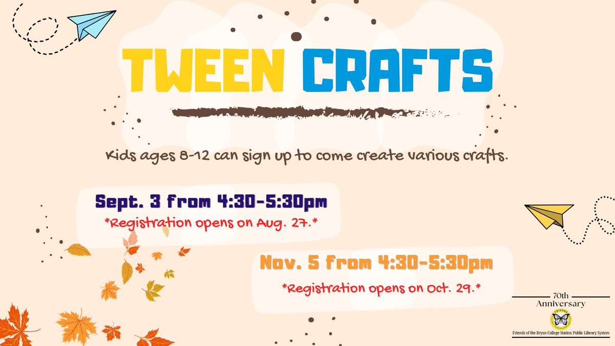 Calling all tweens! Sign up to come make various crafts at Ringer Library on Wednesday, September 4th! All supplies will be provided. This event is for ages 8-12. Registration is required.

Register here: bit.ly/4fV1vLl