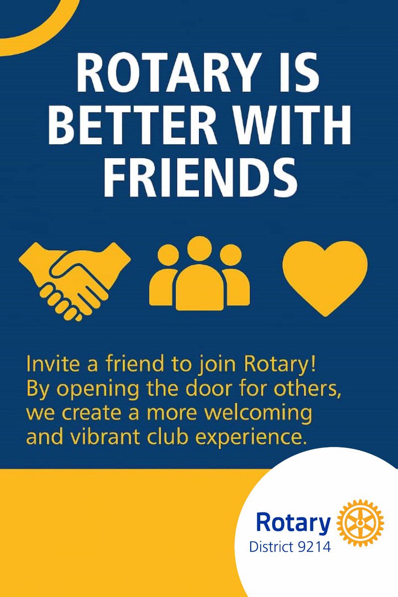 Every friendship you share in Rotary multiplies our impact.

Today, take that bold step - invite a friend to join you! Let them discover the joy of fellowship, the power of service, &amp; the magic of Rotary. 

Together, we grow stronger. Together, we change lives.

 #Tankhillers