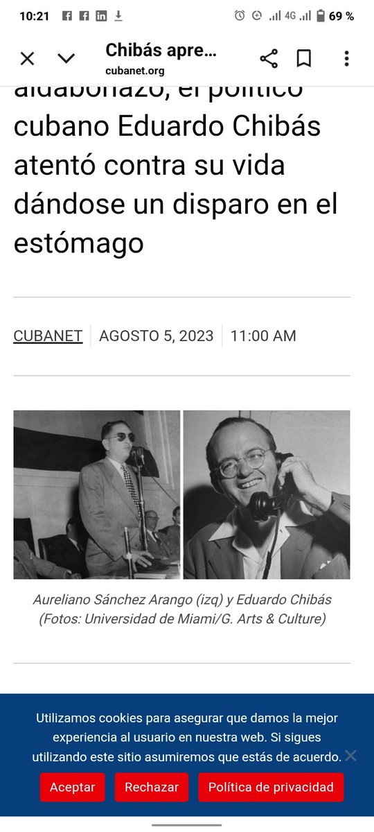 #CubaViveEnSuHistoria🇨🇺 El 26 de agosto de 1907, nace en Santiago de Cuba el relevante político cubano Eduardo Chibás, fundador del Partido del Pueblo Cubano (Ortodoxo) e incansable luchador contra la corrupción político administrativa en la república neocolonial.
<a href="/CubaMES/">MES</a>