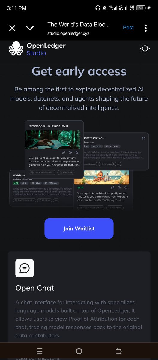 OOM 🌞KGEN (@hollymcsaint) on Twitter photo Breaking 🔥🔥🔥
Private Mainnet is live for everyone
Who wants early access to OpenChat?
For whitelisting sign up : studio.openledger.xyz
Congratulations 🎉 to myself, I am an early <a href="/OpenledgerHQ/">Openledger</a> contributor among the first that will explore decentralized AI models, Breaking 🔥🔥🔥
Private Mainnet is live for everyone
Who wants early access to OpenChat?
For whitelisting sign up : studio.openledger.xyz
Congratulations 🎉 to myself, I am an early <a href="/OpenledgerHQ/">Openledger</a> contributor among the first that will explore decentralized AI models,