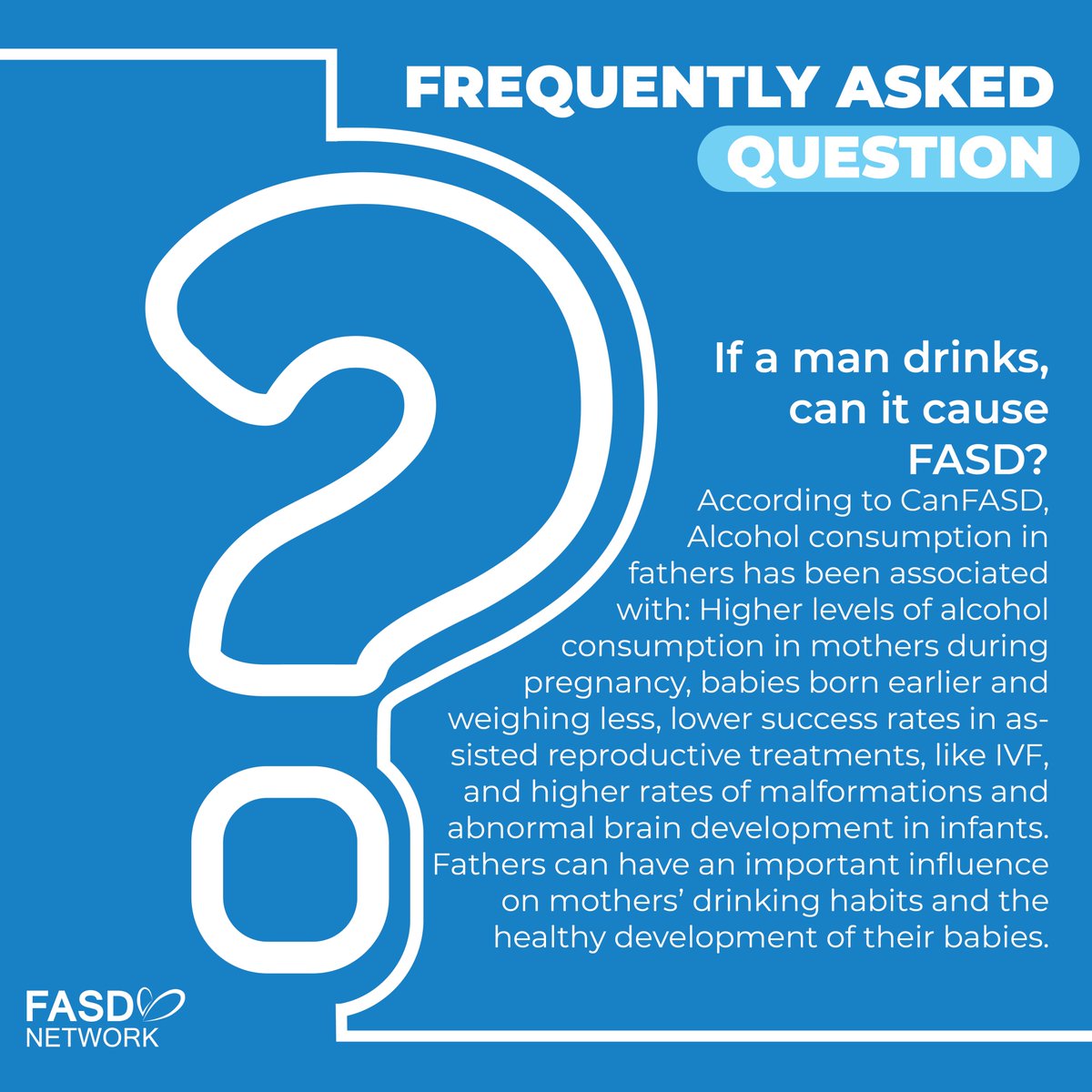 SaskFASDNetwork's tweet image. While FASD is directly caused by alcohol exposure during pregnancy, research shows that fathers’ alcohol use also plays an important role.