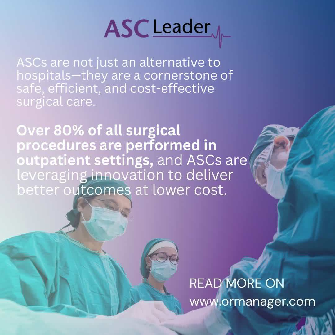 OR_Manager's tweet image. This #ASCMonth, we celebrate the innovation driving ambulatory surgery centers. With 80% of procedures now outpatient, ASCs are redefining safe, efficient, and cost-effective care—powered by innovate technology.

Learn how ASCs are enhancing their opera... ormanager.com/leveraging-tec…