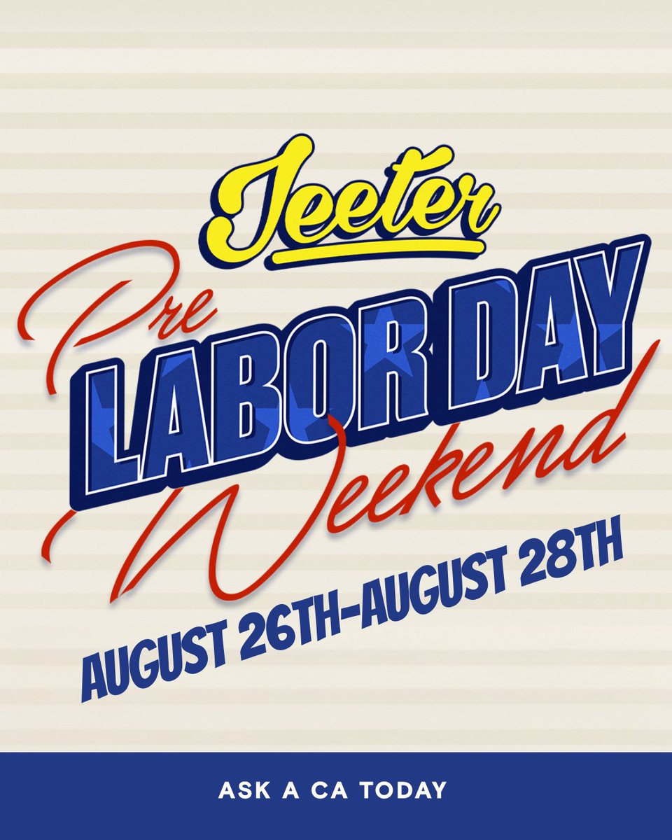 Kick off your long weekend plans early with Jeeter.
Ask a CA Today, Tuesday 8/26 through Thursday 8/28