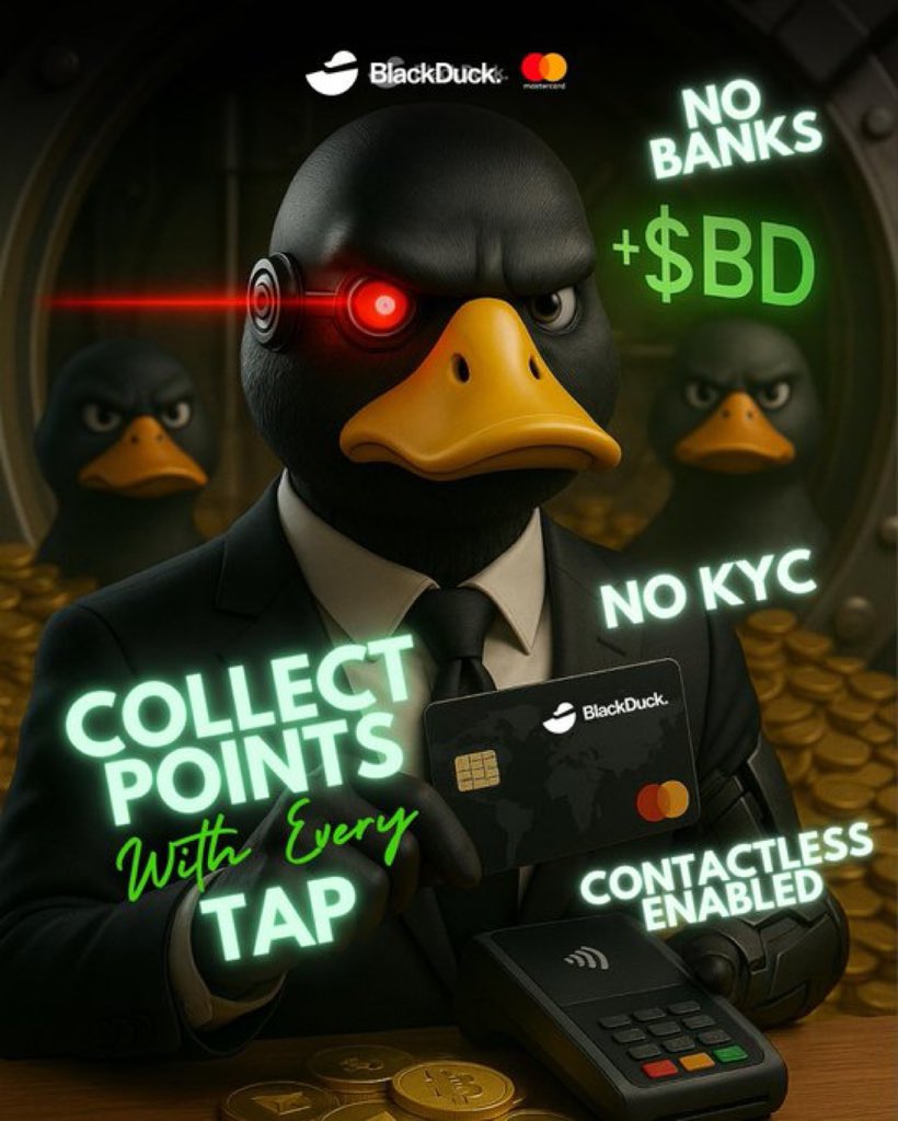 <a href="/milesdeutscher/">Miles Deutscher</a> Looking for real gains + real utility? 

Check out $BD by @BlackDuckTradFi:
🚀 88.7% APY in 180 days
💳 No-KYC card
💹 Forex cashback
🎬 NFTs &amp; exclusive merch

Stake it. Spend it. Flex it. 🦆