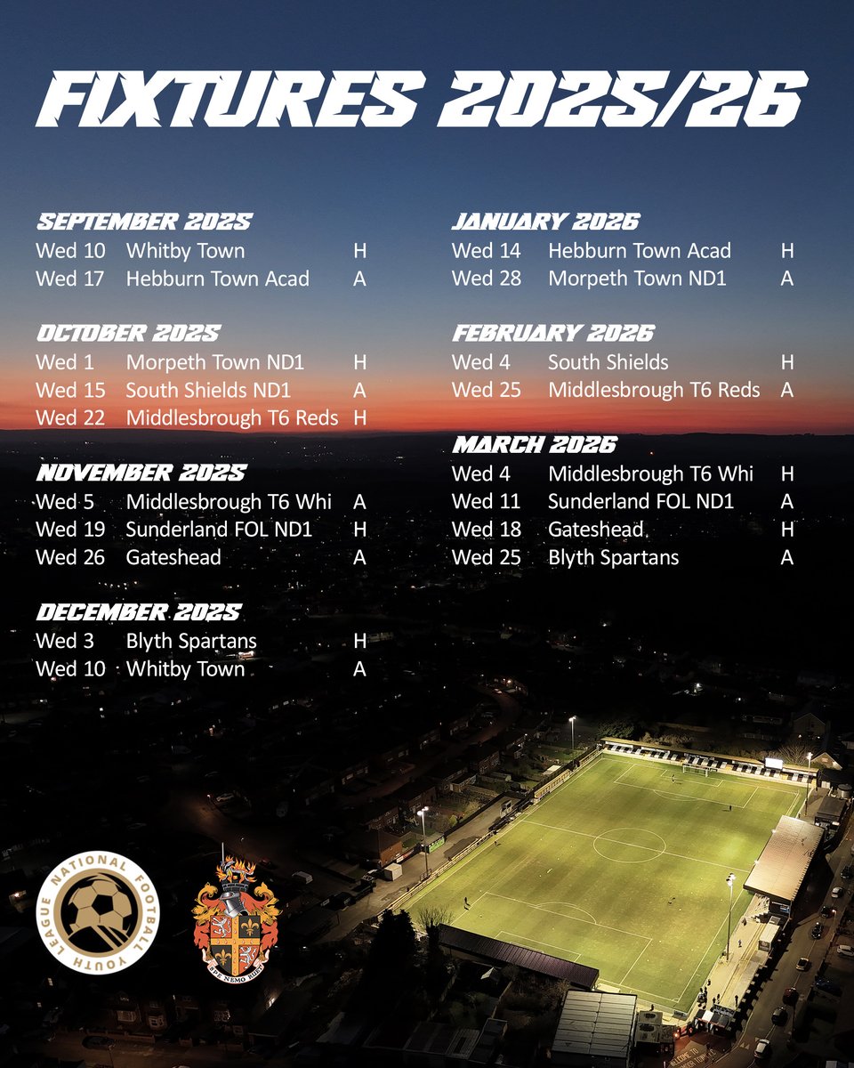 Spennymoor Town FC (@spennymoortown) on Twitter photo The fixtures have been confirmed for Moors Academy side playing out of New College Durham for the 2025/26 National Football Youth League campaign.
#Moors | <a href="/MoorsAcademy/">Spennymoor Town Academy</a> The fixtures have been confirmed for Moors Academy side playing out of New College Durham for the 2025/26 National Football Youth League campaign.
#Moors | <a href="/MoorsAcademy/">Spennymoor Town Academy</a>