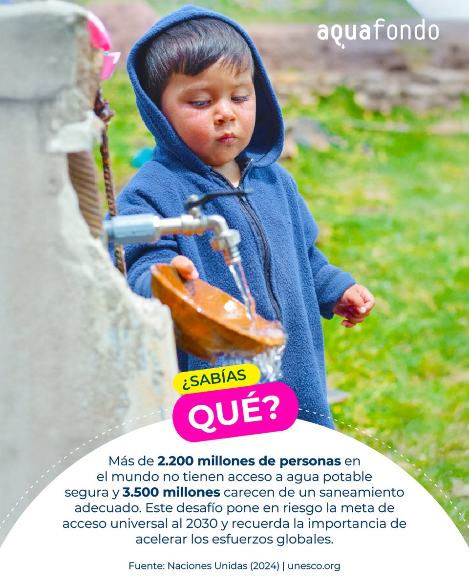 🚰 ¿Sabías que más de 2.200 millones de personas no tienen agua potable segura y 3.500 millones carecen de saneamiento?

💧 Cuidar el agua es cuidar la vida.

🌱 Cada gota que protegemos hoy es una semilla de vida para mañana.

#CadaGotaCuenta