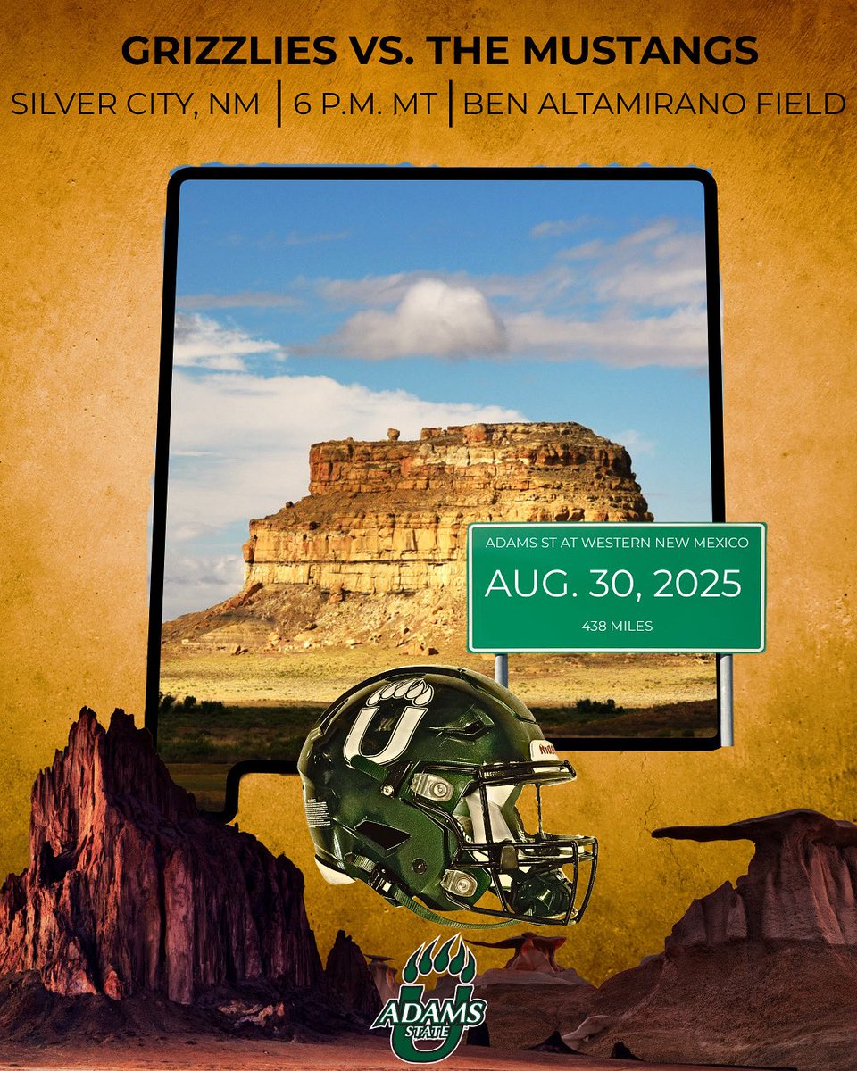 Adams State Football (@asugrizzliesfb) on Twitter photo It’s officially WEEK 1!! See you in Silver City on Saturday!
#GoGrizz #WeUsOur
<a href="/ASUGrizzlies/">Adams State Grizzlies</a> It’s officially WEEK 1!! See you in Silver City on Saturday!
#GoGrizz #WeUsOur
<a href="/ASUGrizzlies/">Adams State Grizzlies</a>