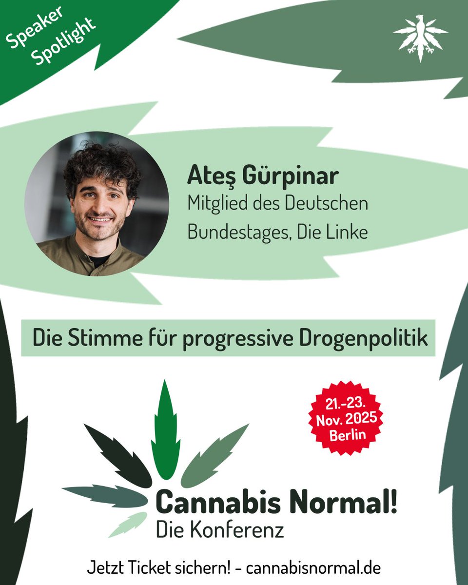Ates Gürpinar, <a href="/dieLinke/">Die Linke</a> live auf der #CaNoKo25!
Wie geht es mit dem #CanG weiter? Er spricht über den Wandel von Prohibition zu Gesundheitsschutz und die nächsten Schritte. Eine wichtige Stimme für eine progressive Drogenpolitik! <a href="/AtesGuerpinar/">Ates Gürpinar</a>
Tickets: cannabisnormal.de