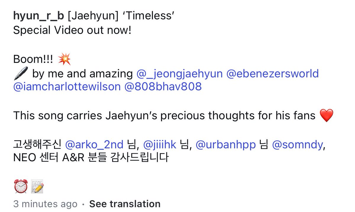 ‘Timeless’ by JAEHYUN

เพลงนี้เต็มไปด้วยความนึกคิดอันล้ำค่าของแจฮยอนต่อแฟนๆ❤️

#JAEHYUN_Timeless #JAEHYUN #재현