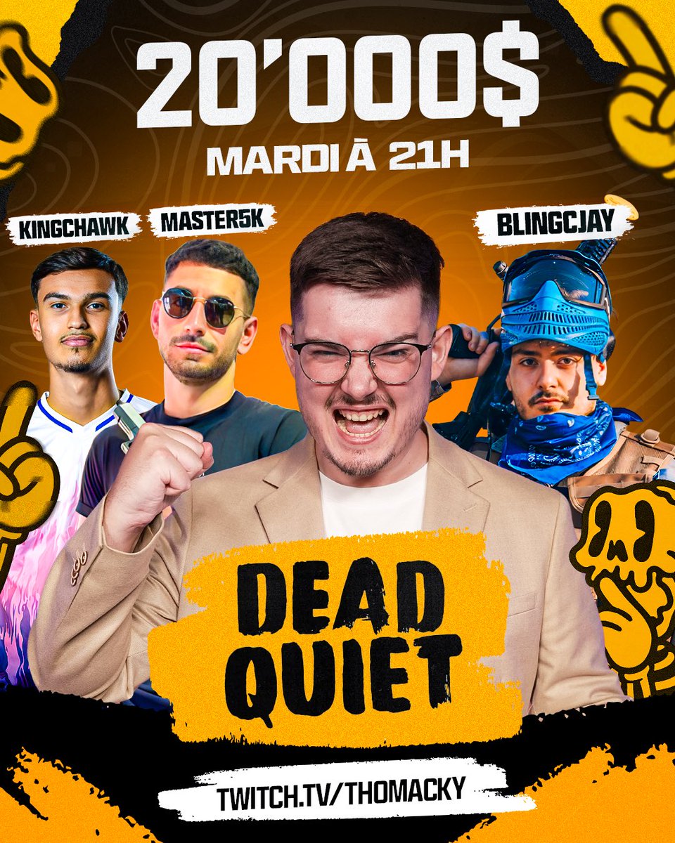 Enfilez les cagoules ce soir on vole les sous de <a href="/WzTotalFrenzy/">Call of Duty: Warzone Total Frenzy</a> avec une équipe de choc ! 🏴‍☠️

(<a href="/KChawk_/">kingchawk</a> <a href="/Master5K_/">ꓘ</a> <a href="/BlingCjay/">Blingcjay</a>)

⏰Heure du braquage : 21h la plateforme violette
