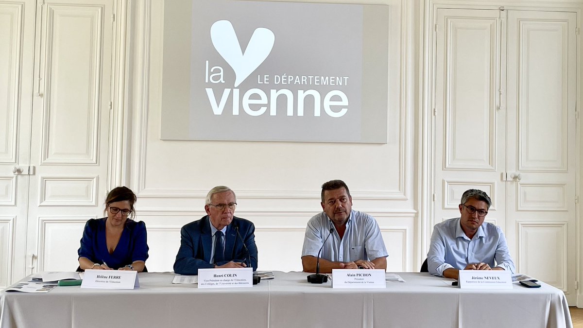 #Éducation 🎓 | Présentation de la rentrée scolaire 2025 / 2026 dans les collèges de la #Vienne86 🙌

🔹 242M€ pour le #PlanCollèges jusqu’en 2028
✅ Réouverture du collège Henri IV à Poitiers
▶️ Construction du collège de Mirebeau et création d’un pôle socio-éducatif et