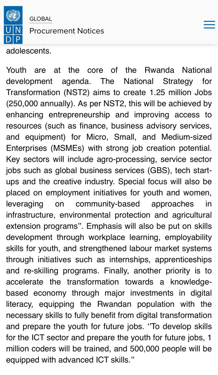UTUMATWISHIMA (@jnabdallah) on Twitter photo We want to know “The youth trends, challenges, and opportunities in the future”
With the support of <a href="/UNDP_Rwanda/">UNDP Rwanda</a>, a consultant is needed. Please check #UNDP website.
👇👇 We want to know “The youth trends, challenges, and opportunities in the future”
With the support of <a href="/UNDP_Rwanda/">UNDP Rwanda</a>, a consultant is needed. Please check #UNDP website.
👇👇