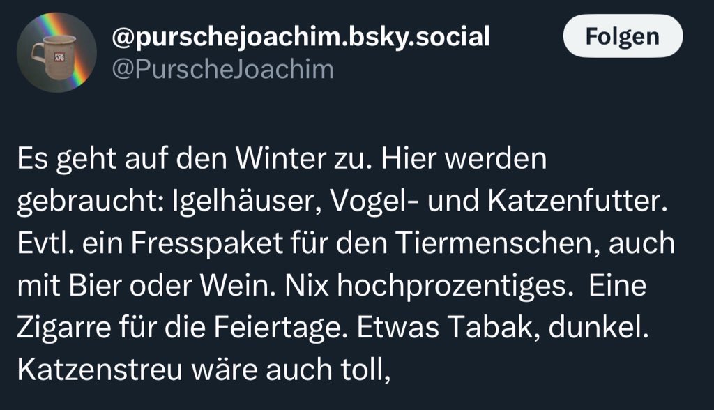 Die Weltbevölkerung geht auf die 15 Milliarden zu. Hier werden gebraucht: Tesla-Ladestation (zuhause), neuer Whirlpoool fürs Feriengrundstück, eventuell ein Fresspaket für mich mit Veuve Clicquot (nix Hochprozentiges), Trüffeln, und einer Kiste Zigarren für die Feierabende. Etwas