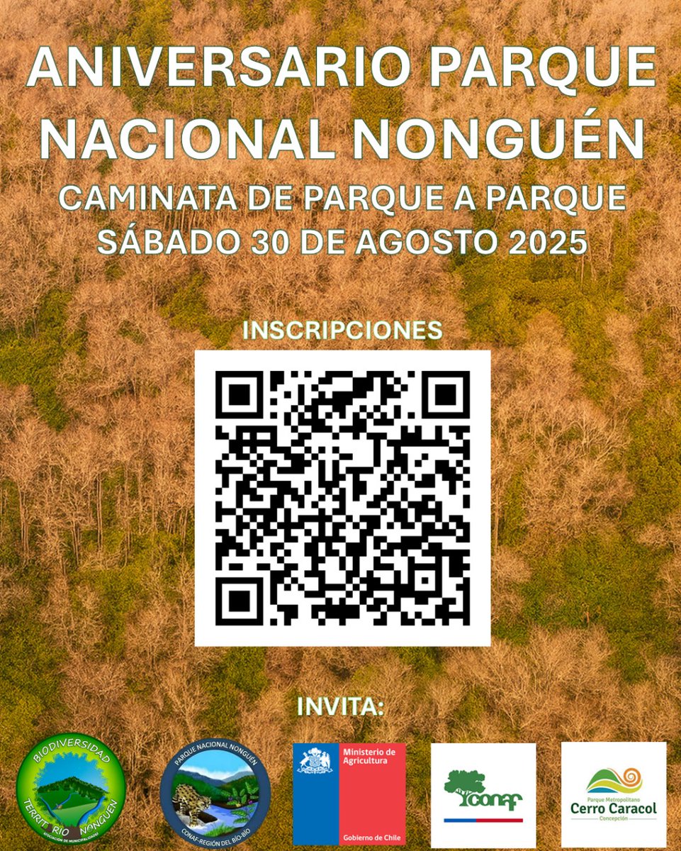 🌿🚶‍♀️ Caminata de Parque a Parque 🚶‍♂️🌿
📅 Sáb 30 agosto – Aniv. 4 años del #ParqueNacionalNonguén
📍 Inicio: Mirador Alemán, 10:00 AM
🏁 Fin: Entrada PNNonguén, 16:00 hrs (bus a Parque Ecuador)

⚠️ Inscripciones limitadas 👉 bit.ly/caminata_nongu…