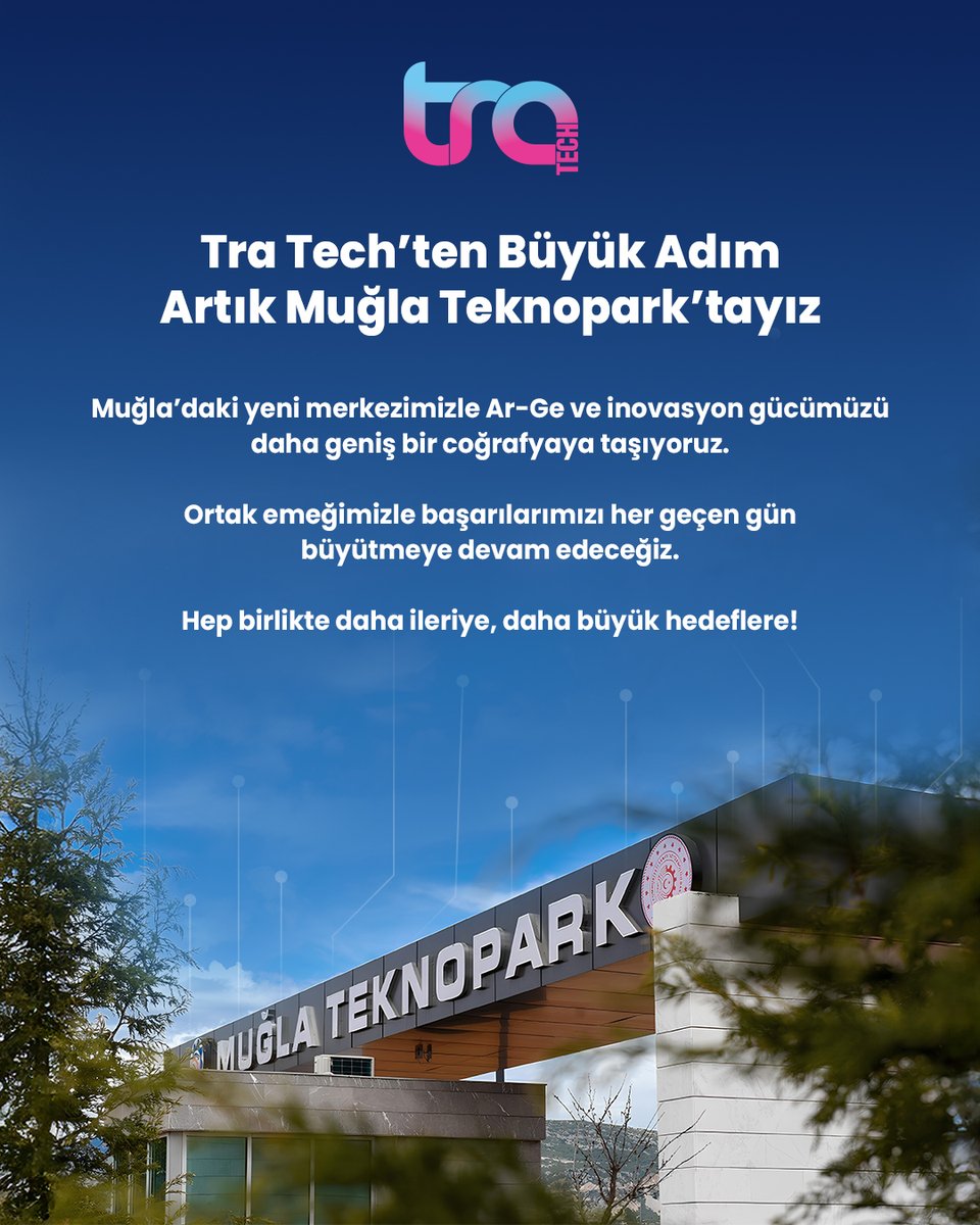📍 Yeni şubemizle Muğla Teknopark’tayız!

🔬 Tra Tech ailesi olarak, inovasyon yolculuğumuzu daha geniş bir coğrafyada sürdürüyoruz.

🚀 Hep birlikte daha ileriye, daha büyük hedeflere!

#tra #tratech #trabilisim #teknopark