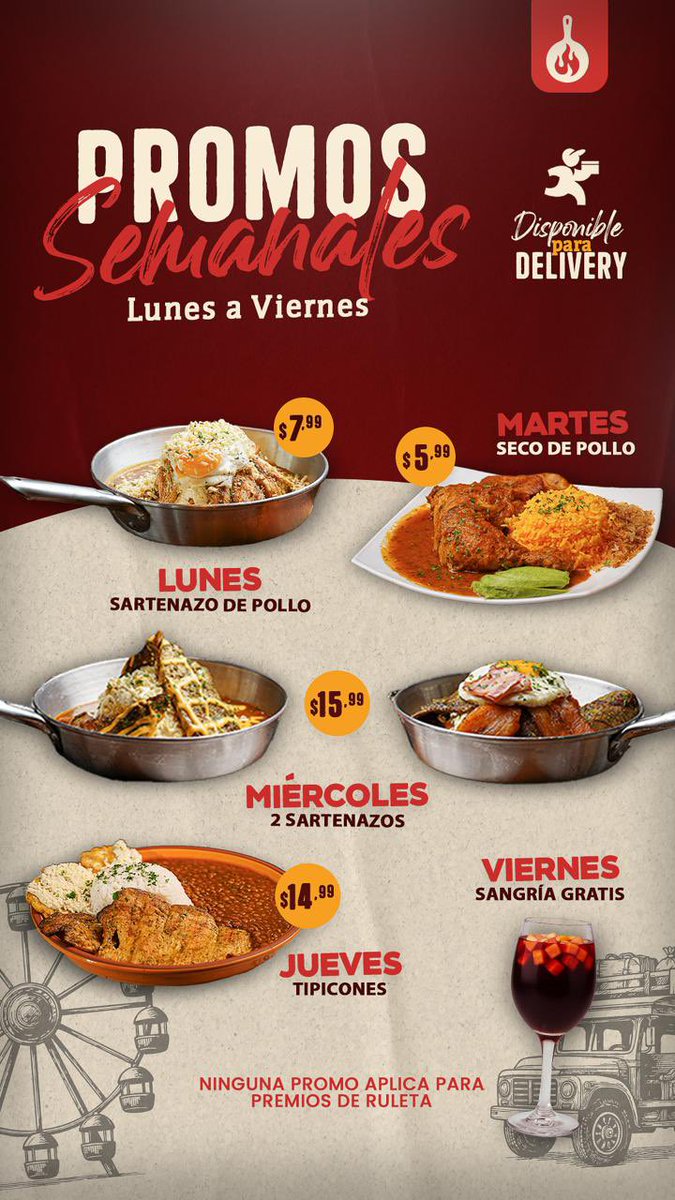 Todos los días una promo distinta 🎉🎉
Aplica en locales, delivery directo y para llevar.
📍Sambo 096-374-8655 
📍Urdesa 096-353-0298