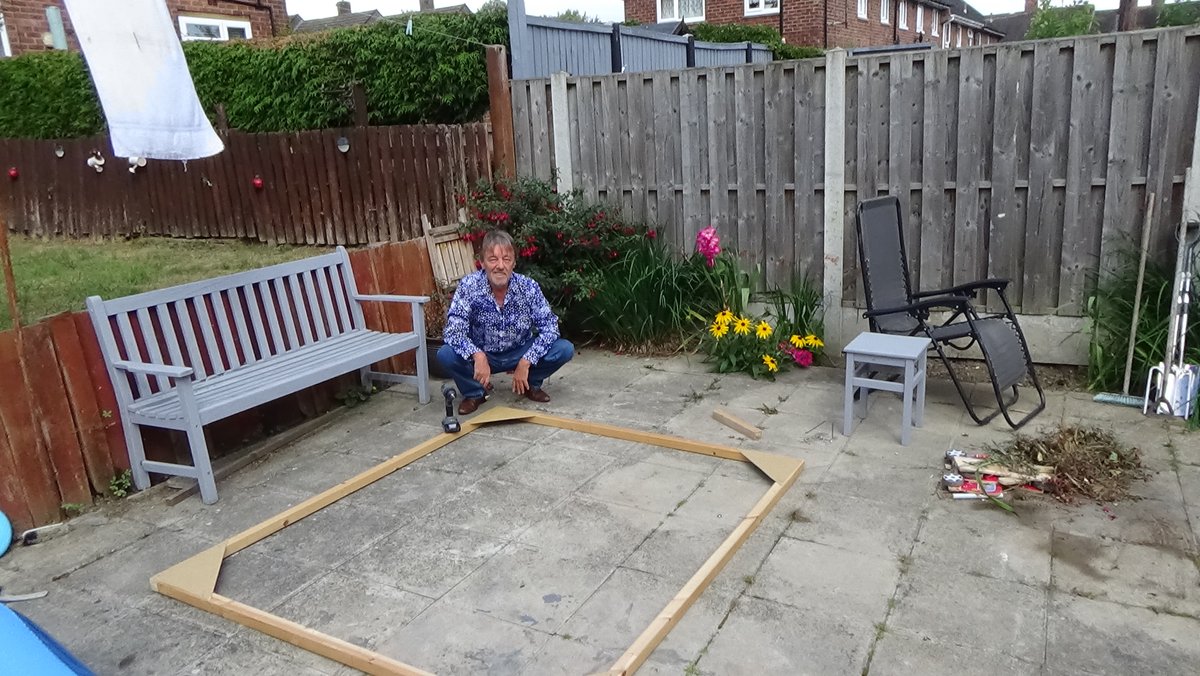 Abstract_Steve's tweet image. Making picture frames out of old bed parts, this one should be big enough 😃