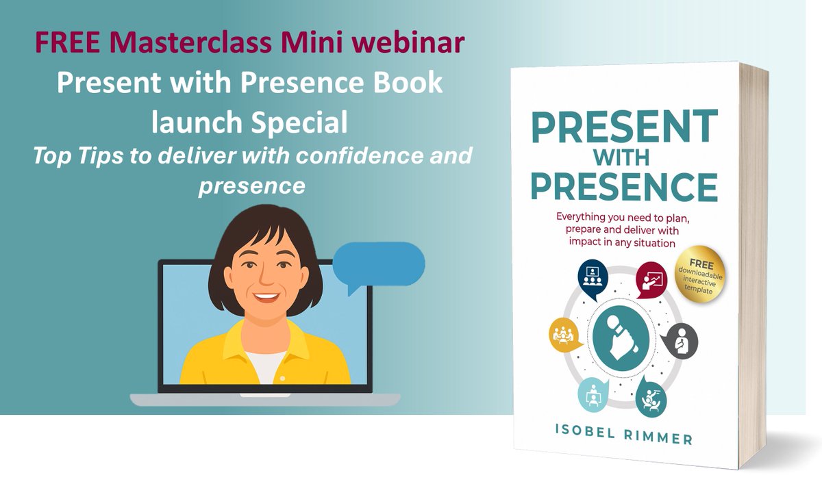 Masterclass_T's tweet photo. FREE Masterclass Mini Webinar
Wednesday 17th September 12:00–12:30 BST
Register: https://t.co/AfQ5ArQCR2
Top tips to present with confidence, impact, and presence.
#PresentWithPresence  #BookLaunch #Leadership #PowerSkills #Freewebinar https://t.co/4EkvMhwMMA