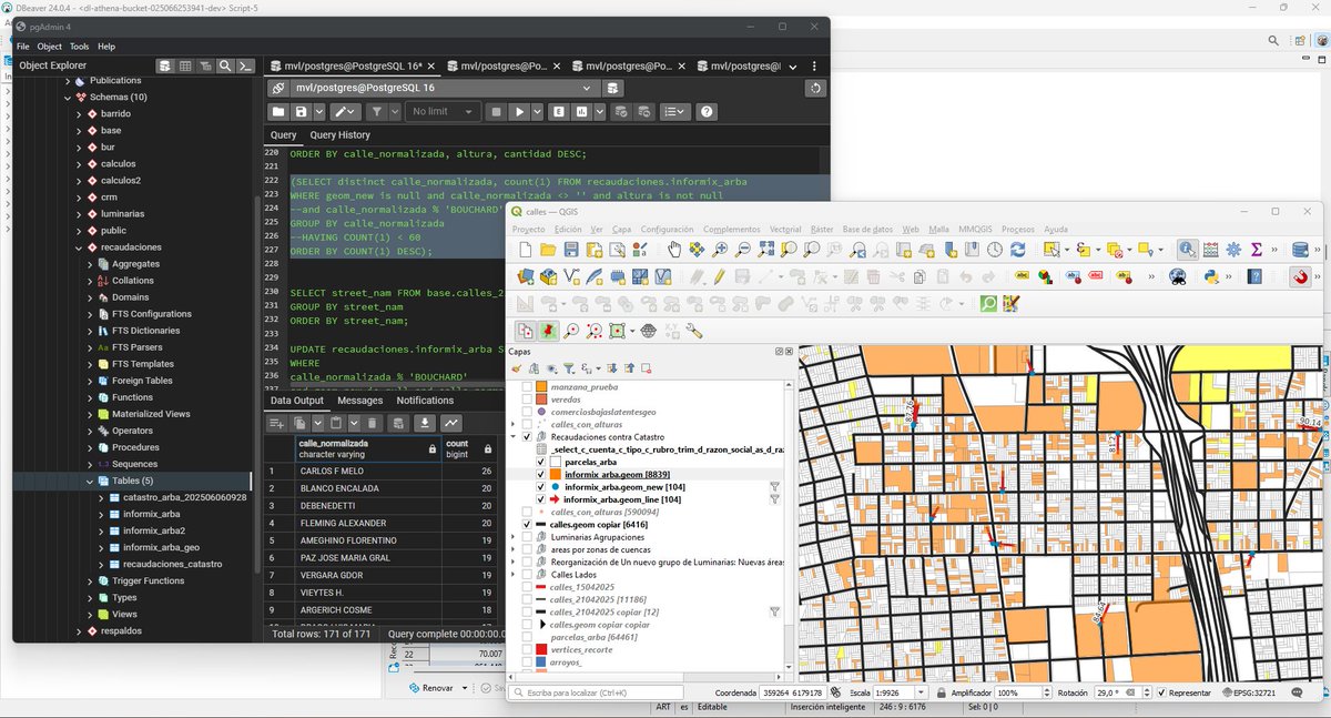 Para quienes nos apasionan los algoritmos y el análisis espacial es indescriptible lo que se puede experimentar con el dominio de #PostGIS y la visualización a través de #QGIS para la vinculación de bases de datos en #AWS... en esa andamos.