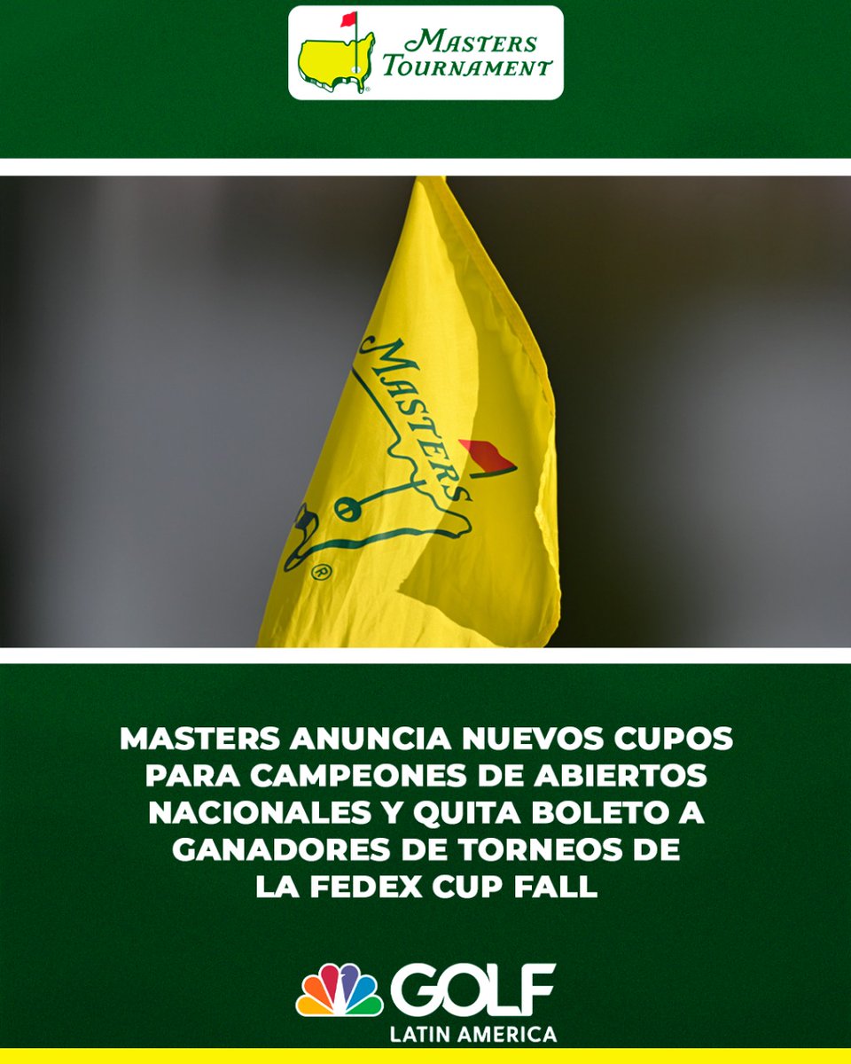¡Tremenda noticia! 🚨⛳️

Augusta National GC y <a href="/RandA/">The R&A</a> anunciaron nuevos criterios para clasificar a <a href="/TheMasters_ES/">El Masters</a> en 2026. 👀

Los ganadores de los Abiertos de Escocia, España, Japón, Hong Kong, Australia y Sudáfrica van a obtener una invitación para el torneo. 🏆🎫