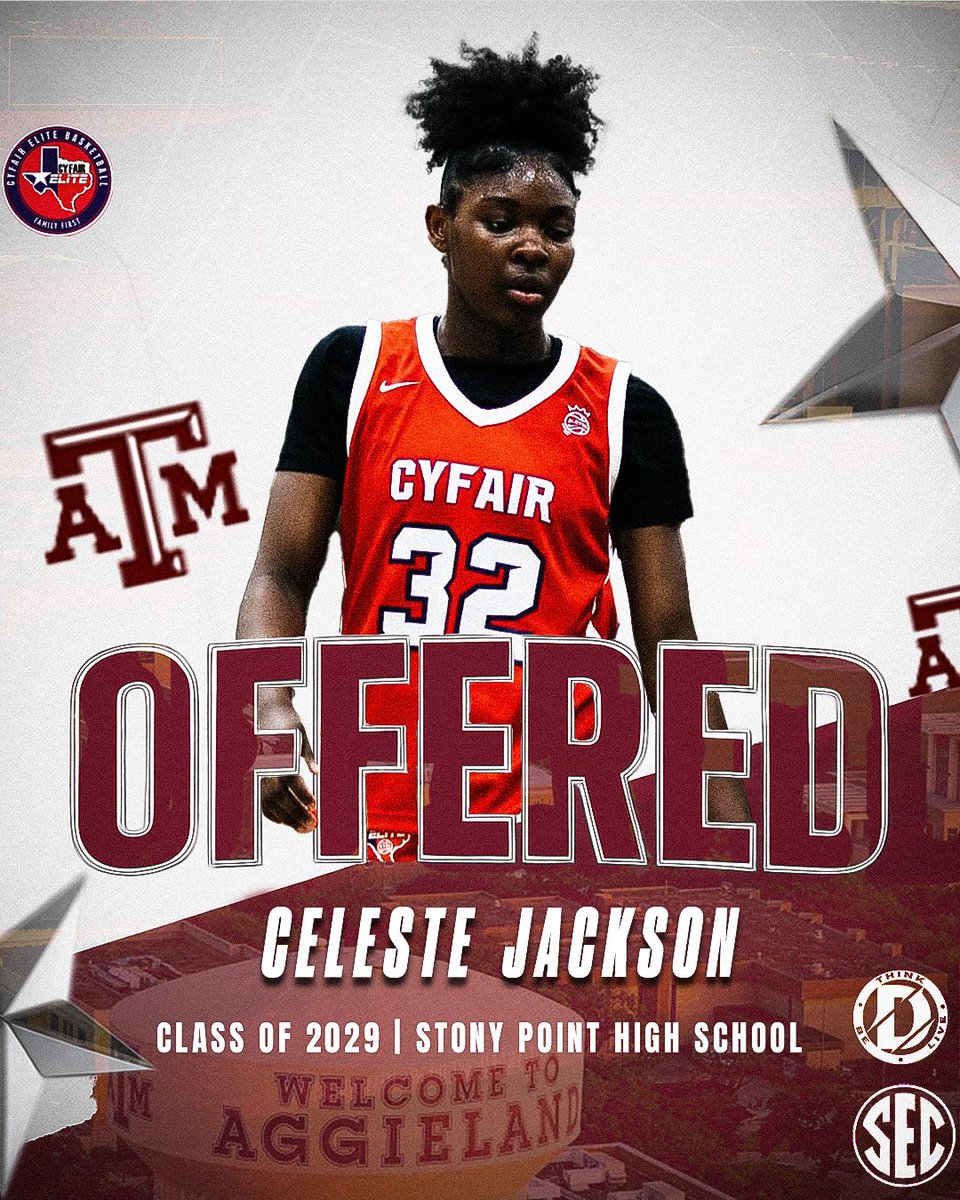 Celeste Jackson (@lestego_leste) on Twitter photo After a great conversation with <a href="/CoachJoniTaylor/">Joni Taylor</a> I have received a Division 1 offer from <a href="/AggieWBB/">Texas A&M Women's Basketball</a>!! Thank you for this opportunity and believing in me! I look forward to learning more about the program. After a great conversation with <a href="/CoachJoniTaylor/">Joni Taylor</a> I have received a Division 1 offer from <a href="/AggieWBB/">Texas A&M Women's Basketball</a>!! Thank you for this opportunity and believing in me! I look forward to learning more about the program.