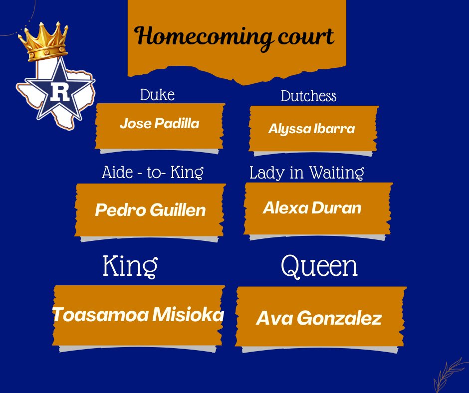 RangerStuCo (@ranger_stuco) on Twitter photo Drumroll, please! 🥁 Introducing your 2025 Homecoming Court! 🎉 Let's give them a huge round of applause. 👏🏻💕 #riverside4ever #saddleup <a href="/vlara_82/">Victor A. Lara</a> <a href="/XLugo_RHS/">Xochitl Lugo</a> Drumroll, please! 🥁 Introducing your 2025 Homecoming Court! 🎉 Let's give them a huge round of applause. 👏🏻💕 #riverside4ever #saddleup <a href="/vlara_82/">Victor A. Lara</a> <a href="/XLugo_RHS/">Xochitl Lugo</a>