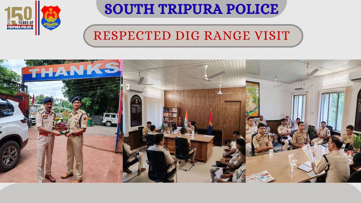 ✨ DIG Range Visit – South Tripura (26 Aug 2025) ✨

👮‍♂️ Key Highlights:
✅ Law &amp; Order
✅ Property Offences
✅ NDPS Issues
✅ Stronger Investigation → Better Convictions

🔹 Motivating &amp;guiding session for improving policing standards.

#SouthTripuraPolice #DIGVisit #LawAndOrder