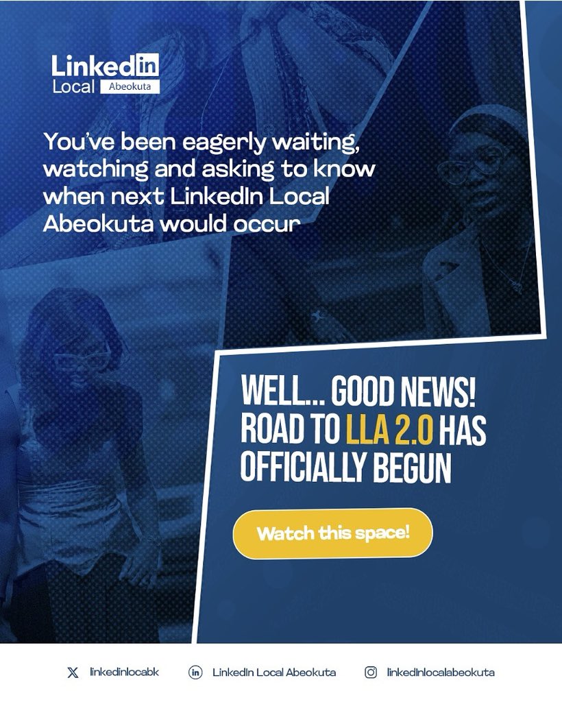 linkedinlocabk's tweet image. You’ve asked…

You’ve waited…

You’ve watched from the sidelines

You’ve wondered when LinkedIn Local Abeokuta 2.0 would hold.

Well, look no further. The time is NOW!

How ready are you?

#roadto2.0 #linkedinlocal #linkedinlocalabeokuta