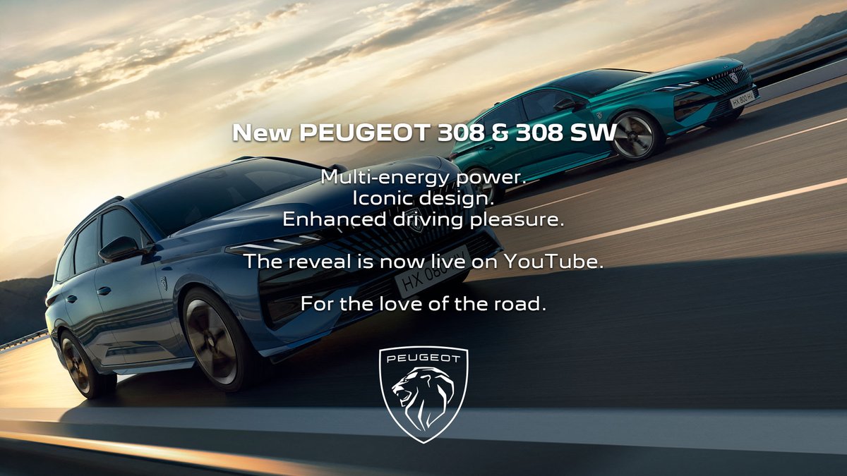The wait is over. The #NewPeugeot308 and #NewPeugeot308SW are here. Now available in #AllElectric, hybrid, and plug-in hybrid.​
Watch the reveal 👉 youtu.be/aGK7udb3syw
#Peugeot