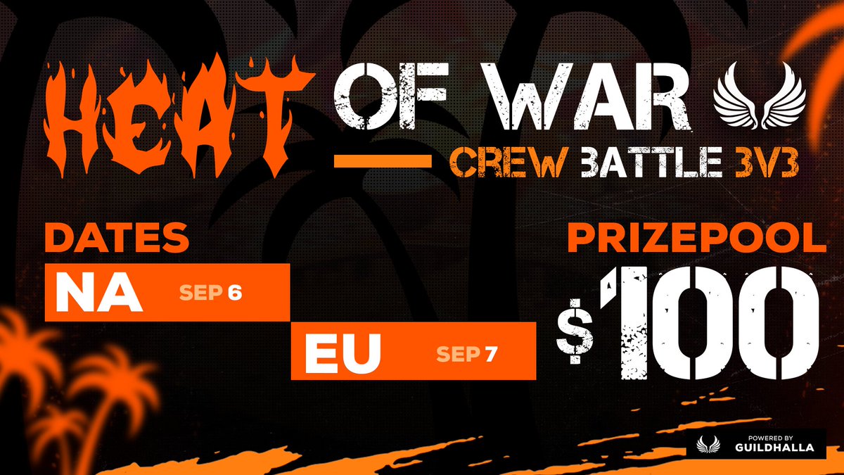 🔥Guildhalla's Heat of War
🏆 $100 Prize Pool
📌 Sign up here: start.gg/tournament/gui…
⚔️ Gather your guild, fight for glory, and prove who’s best!
#Brawlhalla #Esports #GuildhallaUpdates