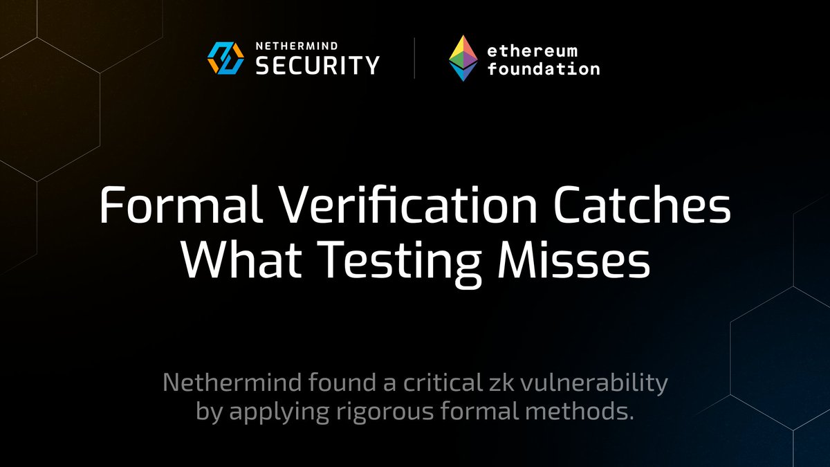A previously in-production Scroll Keccak-256 zk-circuit could be tricked into accepting any output as valid.

Testing didn’t catch it. Audits didn’t catch it.

Formal verification did.

We proved the math was wrong and built a PoC to show it. 

🔗 nethermind.io/blog/formal-ve…