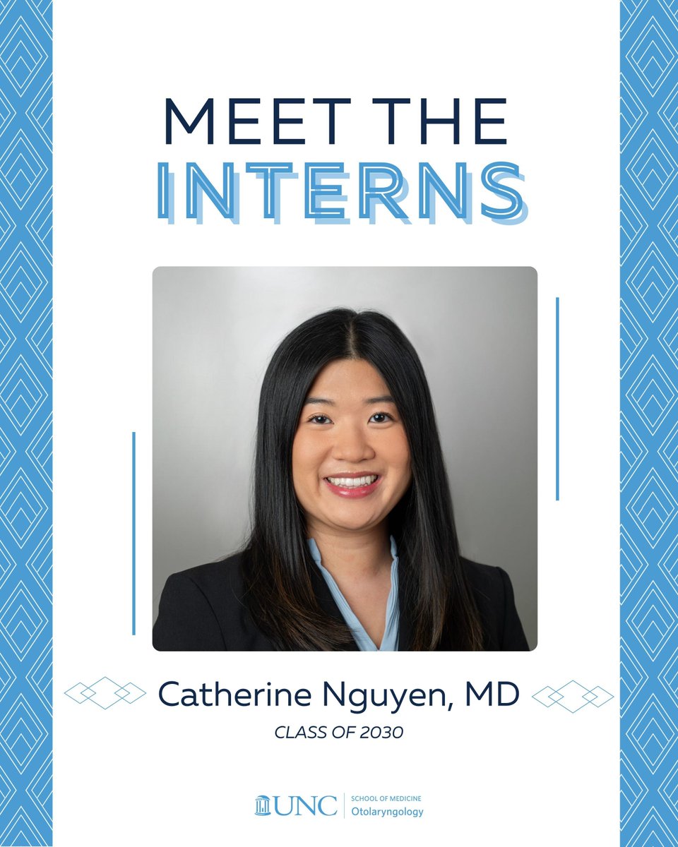 UNC_ENT's tweet image. 👋 Meet Catherine Nguyen, MD Class of 2030!
Scroll through to learn about her and why she chose UNC ENT!
#UNCENT #Otolaryngology #MeetTheInterns #UNCMed #FutureENT