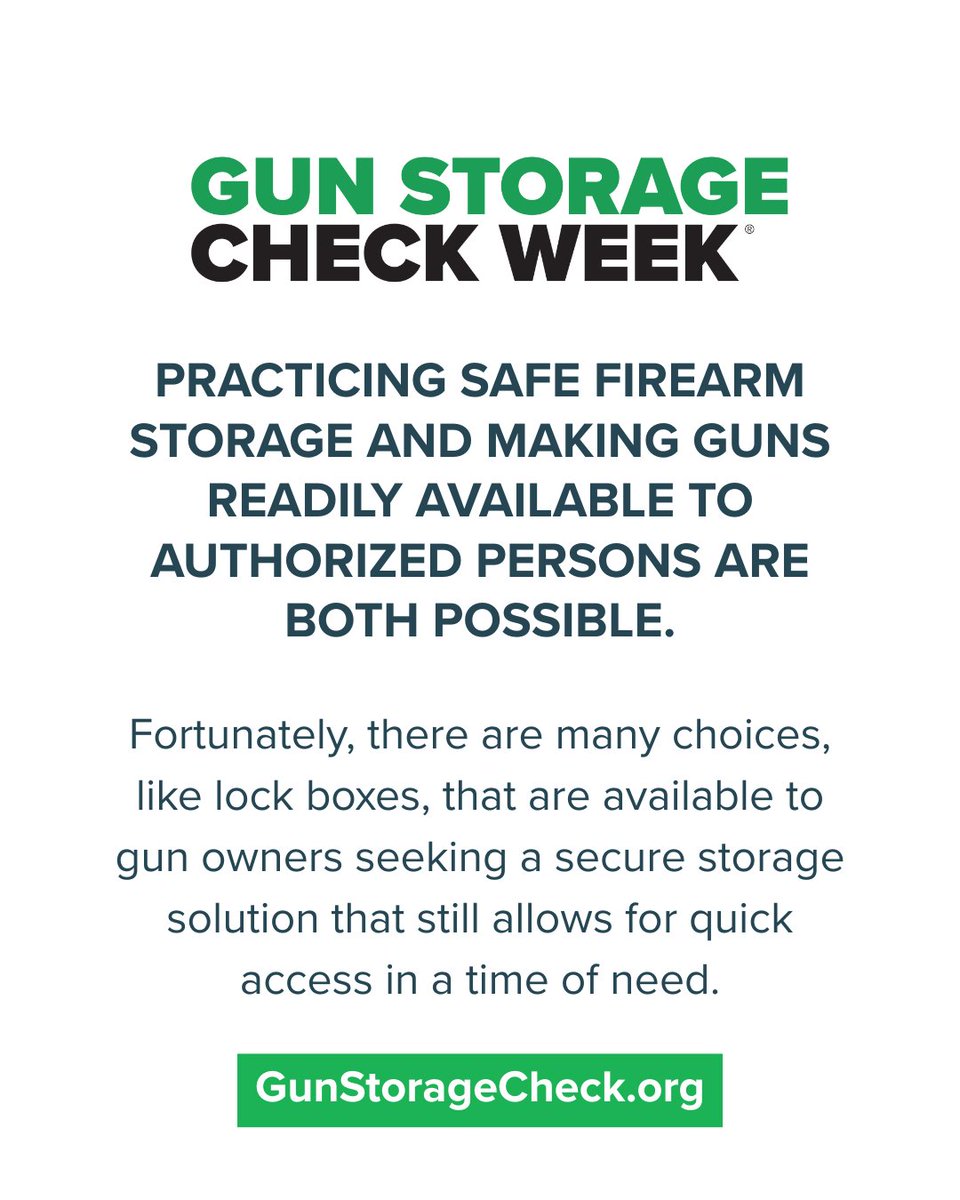 A secure lockbox keeps guns out of the wrong hands while giving you quick access when needed. 🔒

It’s a simple step that prevents theft, accidents &amp; misuse.

📅 Save the Date: Gun Storage Check Week® is Sept 1–7 — review your storage &amp; keep your household safe: