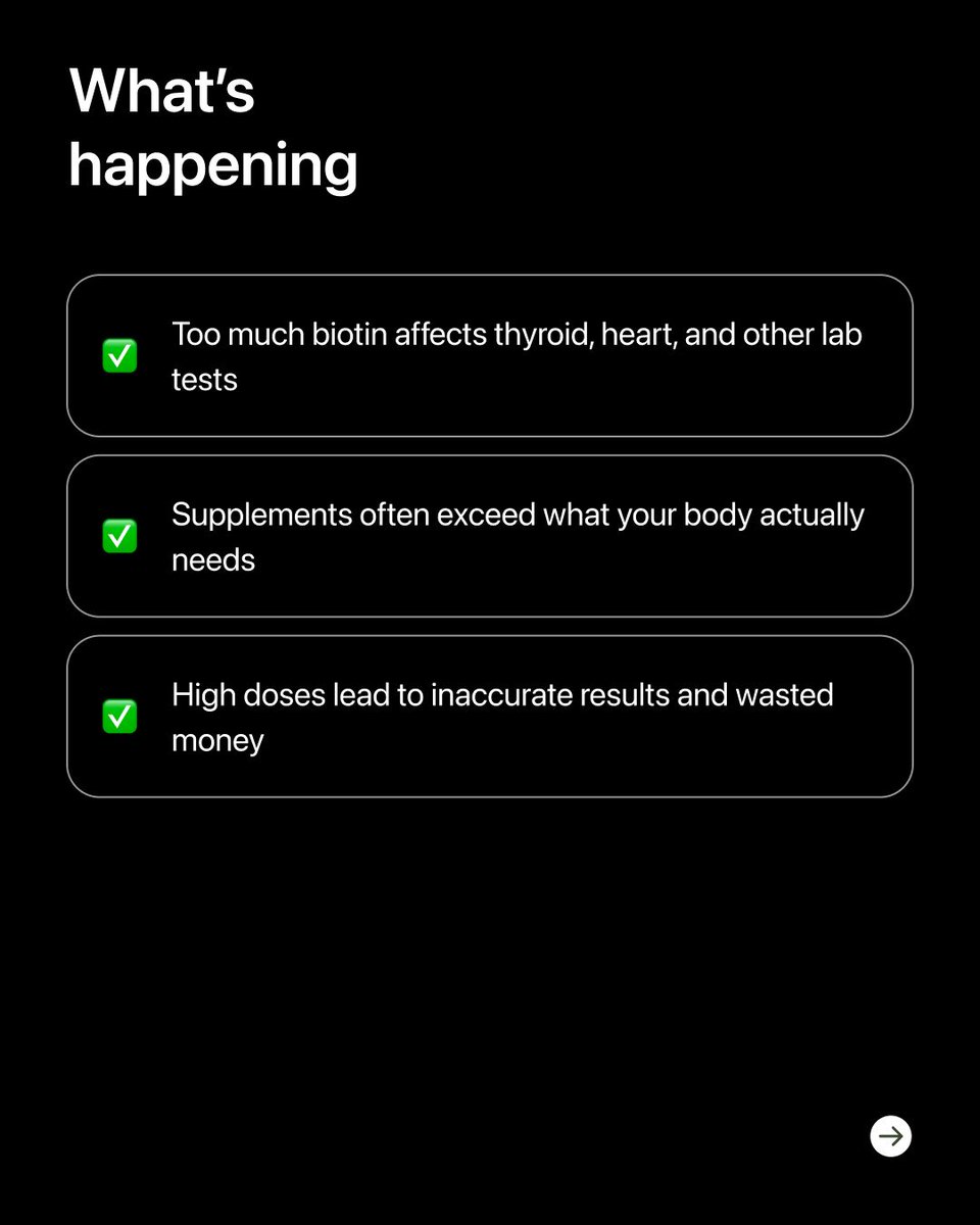 dardocofficial's tweet photo. 💊 More biotin ≠ more hair. Overuse can distort lab tests, trigger false diagnoses &amp; drain your wallet. Check your levels first — DarDoc lab tests start at AED 99. #DarDocCares #Biotin #Wellness https://t.co/M02ktq3l7U