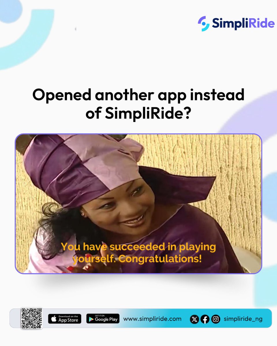 simpliride_ng's tweet photo. You keep playing yourself every time you use another app instead of SimpliRide 😏
Are you not tired ?!!!!
Download SimpliRide today so that your stress, suffer and excess spending can reduce. 
Let you self ride relax repeat😎.

👉 Visit: https://t.co/n0RXU91Cl6

#SimpliRide #RideRelaxRepeat