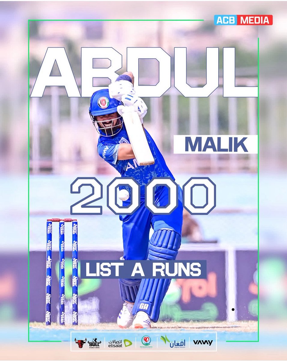 abdulma85144702's tweet photo. Alhamdulillah 🙏🏏
Today I completed 2,000 runs in List A cricket. A proud moment in my journey, Insha’Allah many more milestones to come. Thank you all for the support ❤️

#2000Runs #ListA #AfghanistanCricket https://t.co/seazypzAsF