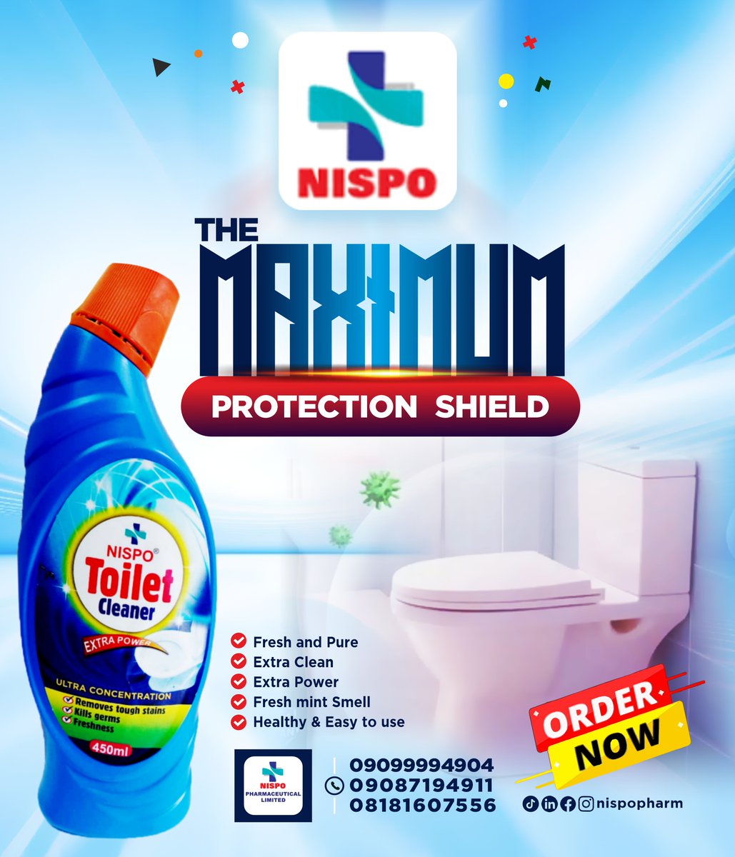 MallinsonGP's tweet photo. Enjoy 100% Hygiene, Any time, Any day, Any where with the NISPO Toilet Cleaner Extra Fresh and effective! Order yours today! 

#buynow #nispo #toilet cleaner #tuesdayvibe #trendingpost https://t.co/qJQ4q0coR8