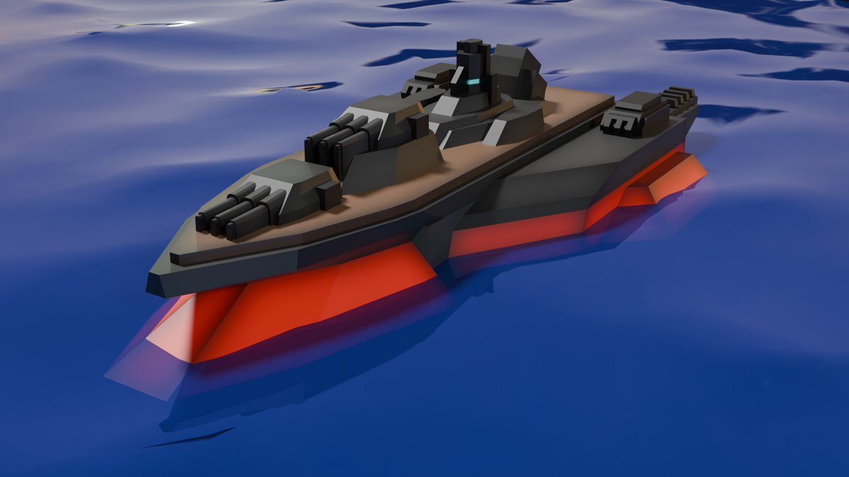新型試作フォーマットベース対応のの戦艦型フリックス「フウガ改二」をblender上で水に浮かべてみました🎶