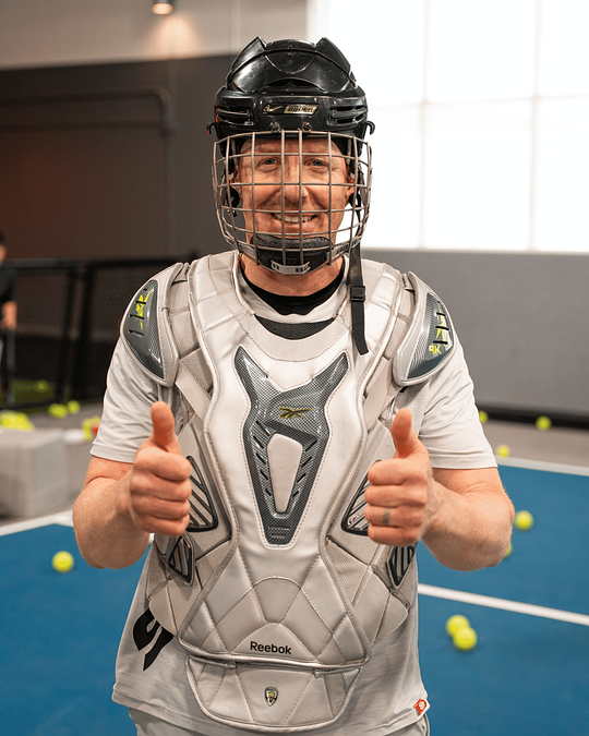 Power_PBC_'s tweet photo. Coach Clint’s secret training program: let the kids practice aim directly at him 🎯 

Works every time.

#PowerPickleball #SpokanePickleball https://t.co/XFCR0rtCp1